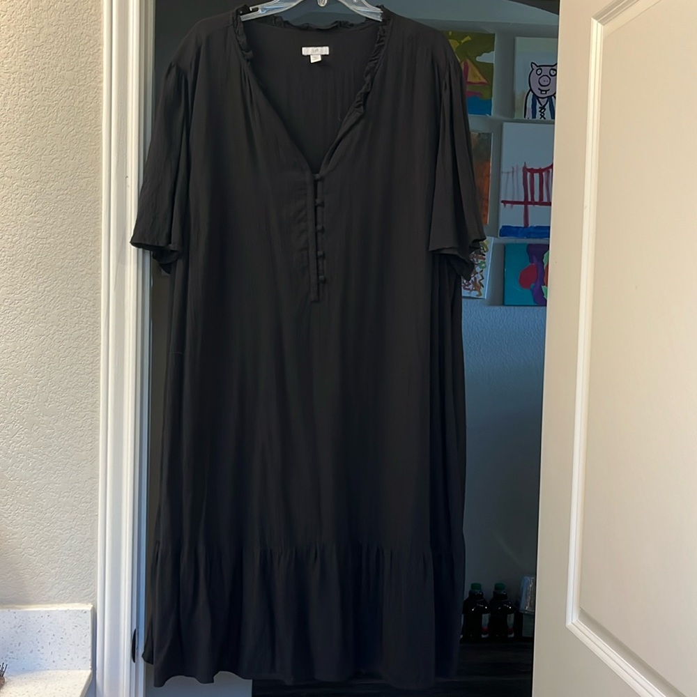 J Jill ruffle neck black dress